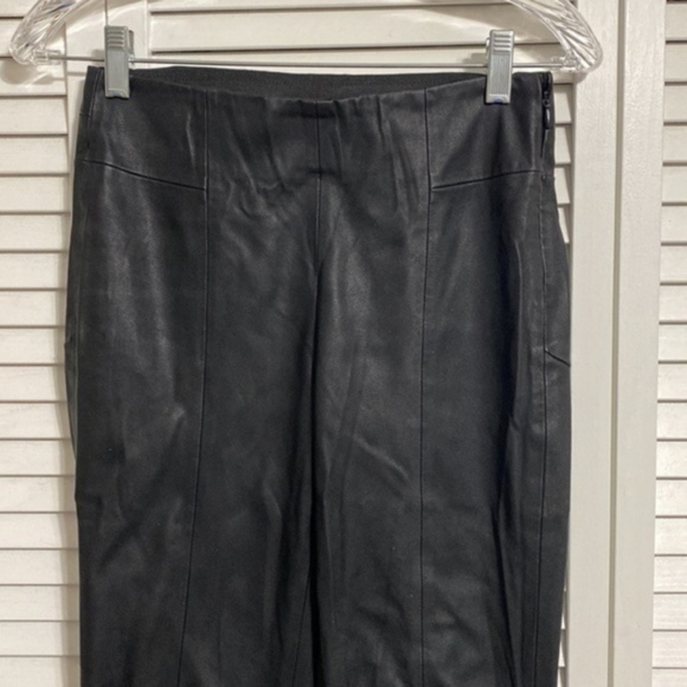 Zara Faux Leather High Rise Leggings Ankle Zip Black Stretch